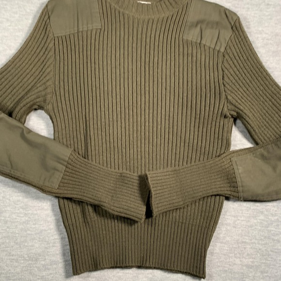 DSCP Valor Collection Sweater Mens 40 Olive Green Wool Military Pullover Patch - Picture 2 of 11